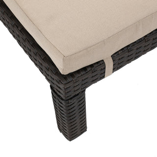 Puerta - Chaise Lounge Frame Cushion Outdoor Wicker Iron - Beige / Dark Brown