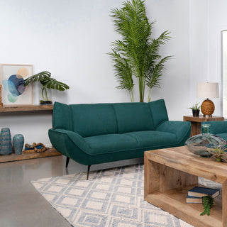 Logan - Flared Arm Loveseat Lounge Sofa - Teal Blue