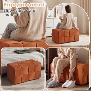 Modern Ottoman Foot Rest With Woven Design