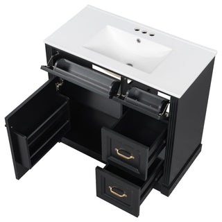 Modern Bathroom Vanity With Sink, 4 Drawers, Soft-Close Door, Adjustable Shelf