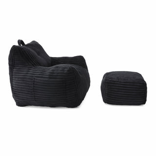 Giant Bean Bag Chair With Armrests And Footstool