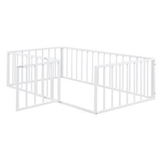 Metal Floor Bed Frame With Fence And Door