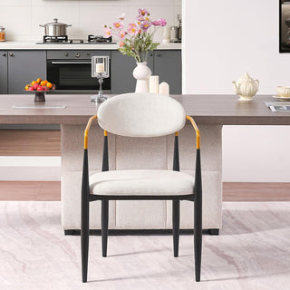 Modern Upholstered Dining Chair With Accented Armrests (Set of 2)