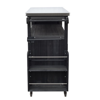 Foldable Outdoor Kitchen Island With Lockable Wheels, Storage Cabinet And Towel Rack For Patio