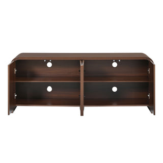 Curved Edge TV Stand With Large Cabinets