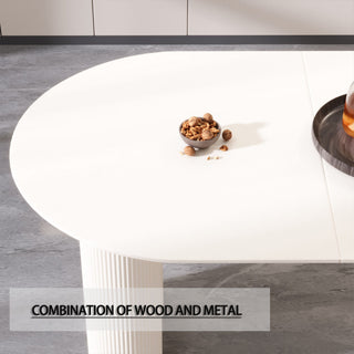Modern Cream Style Dining Table With Round Wave Legs, 4 - 8 Person - Cream White