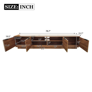 TV Stand, Entertainment Center & Fluted Door & Cable Management, Soft Closing Hinges - Walnut