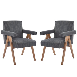 Contemporary Poppy Fabric Dining Armchair With Rubberwood Legs