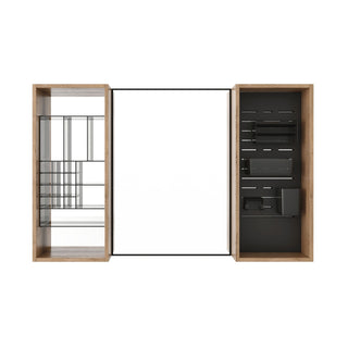 43.5" Mirror Cabinet With Storage, Wall Mounted Medicine Cabinet Frame With Shelves - Imitative Oak