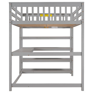 Loft Bed With Storage Shelves And Under Bed Desk