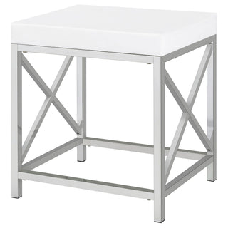 Hamlin - Makeup Vanity Table With Lighted Mirror And Padded Stool - White