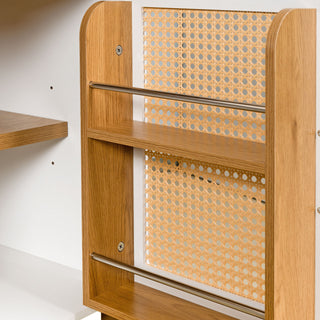 Tall Arched Cabinet With Rattan Doors & Adjustable Shelves
