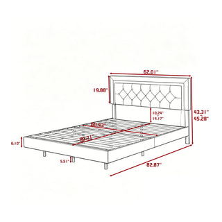 Platform Bed Frame With Adjustable Upholstered Headboard, RGB LED Lights, No Box Spring Needed