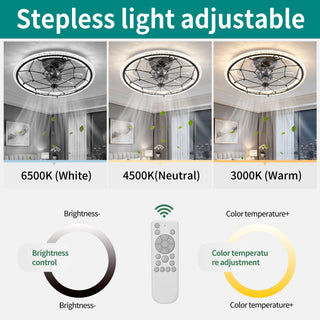 Ceiling Fan With Light And Remote Control, 6 Speeds, 3 Color Options - Matte Black
