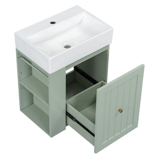 Modern Bathroom Vanity With Sink, Storage Cabinet, Drawer & Side Shelf