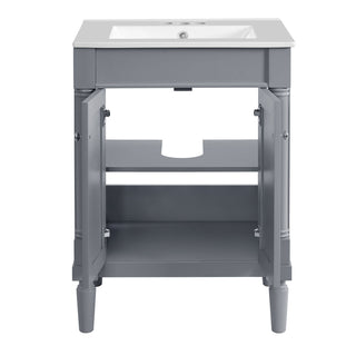 Bathroom Vanity With Top Sink, 2 Tier Storage Cabinet