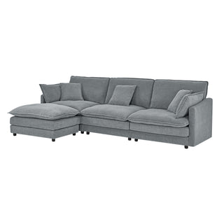 L-Shaped Sectional Sofa With Ottoman, Convertible 4 Seater Couch