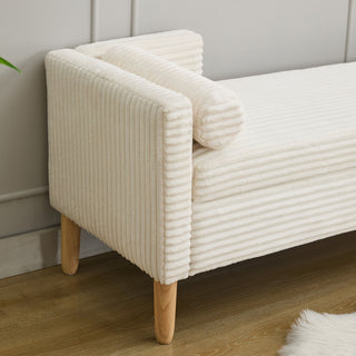 Upholstered Corduroy Flip Top Storage Bench For Living Room