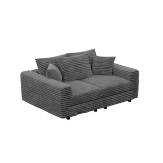 Deep Seat Convertible Sofa With Soft Pillows And Ottomans