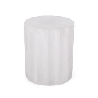 Outdoor End Table With Soft Wave Edge - Antique White