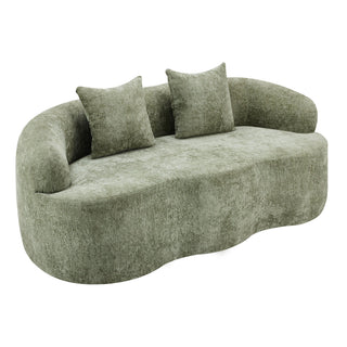 Curved Loveseat Sofa With Round Armrest