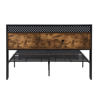 Modern Platform Bed, USB Charging Station, 2 Drawers, LED Lights