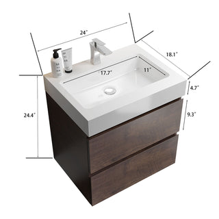 Alice - Bathroom Vanity Wall Mounted With Sink, Large Storage Floating Bathroom Vanity For Modern Bathroom, One-Piece Sink Basin Without Drain And Faucet