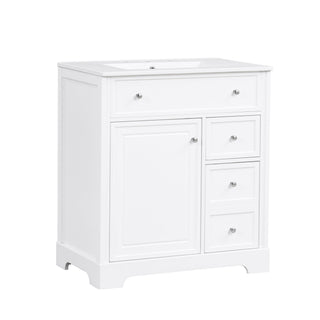 Bathroom Vanity With Sink Top, Cabinet With Door And 2 Drawers - White