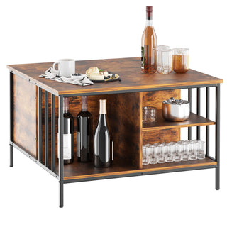 Lift Top Coffee Table With Storage, Adjustable Height Living Room - Black / Brown