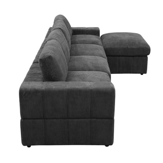 Oversized Modular Sectional Sofa Set With Loveseat & Ottoman, 6 Piece Living Room Furniture - Dark Gray