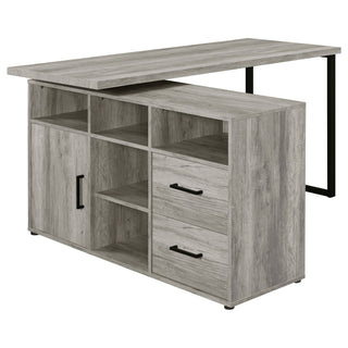 Corrado - L-Shape Office Desk With Storage - Gray