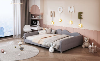 Upholstered Daybed, Sherpa Fabric Sofabed With Cloud-Shaped Backrest