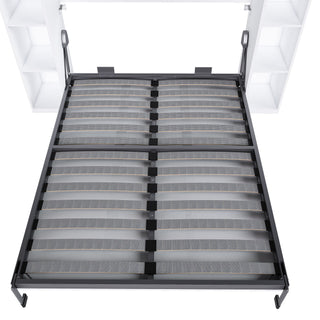 Queen Murphy Bed With Storage Cabinet, Foldable Wall Bed For Bedrooms - White