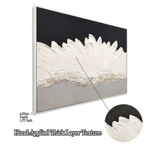 Framed Abstract Wall Art & Thick Textured Canvas Painting With & Accents, Decor For Living Room - Black White