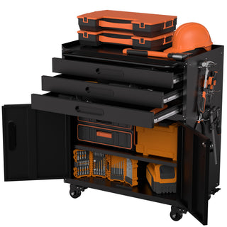 Rolling Tool Cabinet Heavy Duty Garage Storage With Lockable Doors & Drawers
