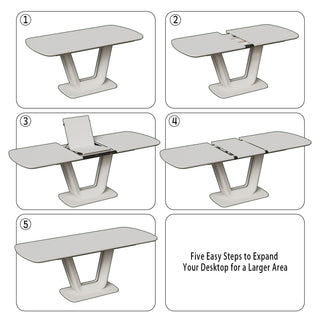 Modern Industrial Style Expandable Dining Table With U Shaped Legs - Antique Gray White