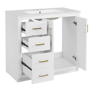Bathroom Vanity With Sink Combo, Storage Cabinet, Freestanding Set With 3 Drawers & Soft Closing Doors