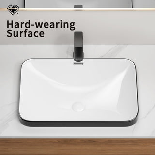 Undermount Bathroom Sink, Vessel Basin For Vanity Countertop - Black White