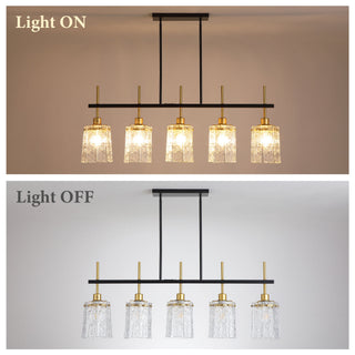 Chandelier 5 Light, Fixture Over Table - Black / Gold