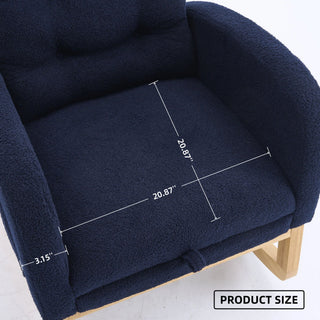 Ly-5104 - Accent Rocking Chair With Footrest & Storage Pocket For Living Room - Blue