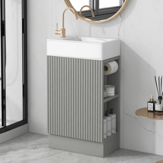Modern Bathroom Vanity With Sink And 2 Tier Shelf