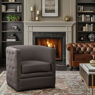 Capstone - Swivel Barrel Chair With Nailhead Accents And Button Tufting