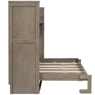 Murphy Bed With Desk, LED Light And USB Charging Station