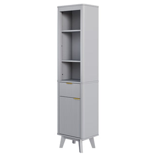 Tall Bathroom Storage Cabinet With Adjustable Shelves And 1 Drawer & Door