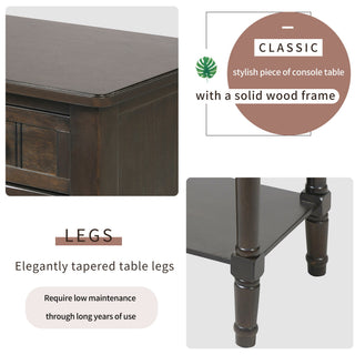 Narrow Console Table With 3 Storage Drawers And Bottom Shelf - Brown