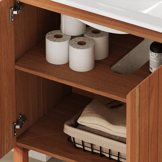 Bathroom Vanity With Sink, Minimalist Design, 45 Degrees Free Handle Doors - Antique Natural