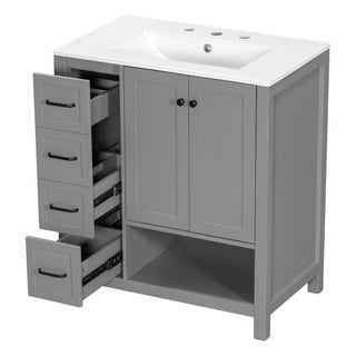 Bathroom Vanity With Sink Top, Bathroom Vanity Cabinet With 2 Doors And 2 Drawers, Open Shelf