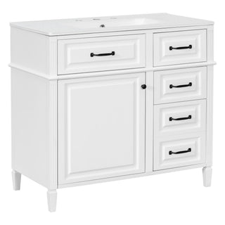 Modern Bathroom Vanity With Sink Top, Flip Drawer Design