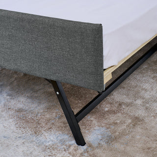 Upholstered Sofa Bed With LED Lights, Storage Headboard, Foldable Trundle & Wireless Charging