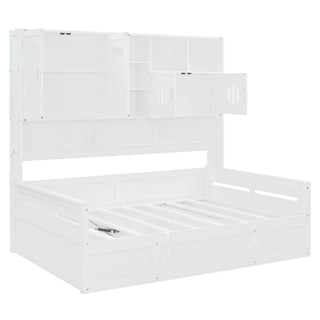 Daybed With All-In-One Cabinet And Shelf